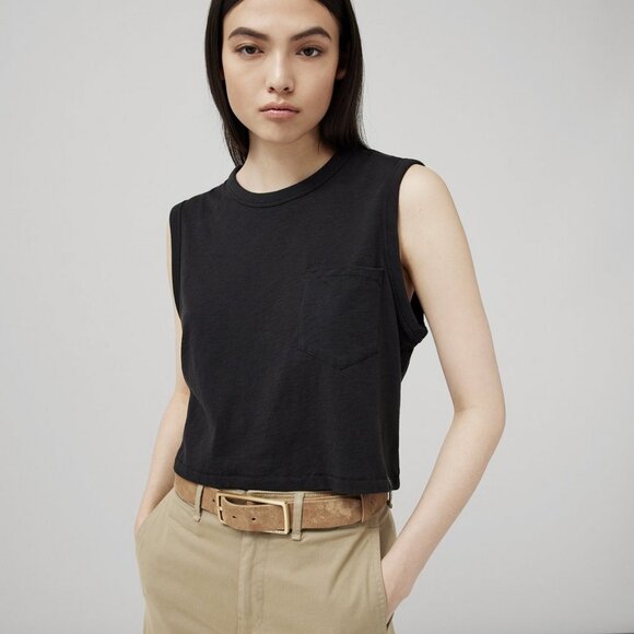 Mini Slub Pocket Tank In Black - Picture 6 of 8